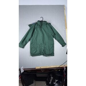 Eddie Bauer‎ Jacket Womens Medium Green Hooded Parka Coat Plaid Lined Outdoors